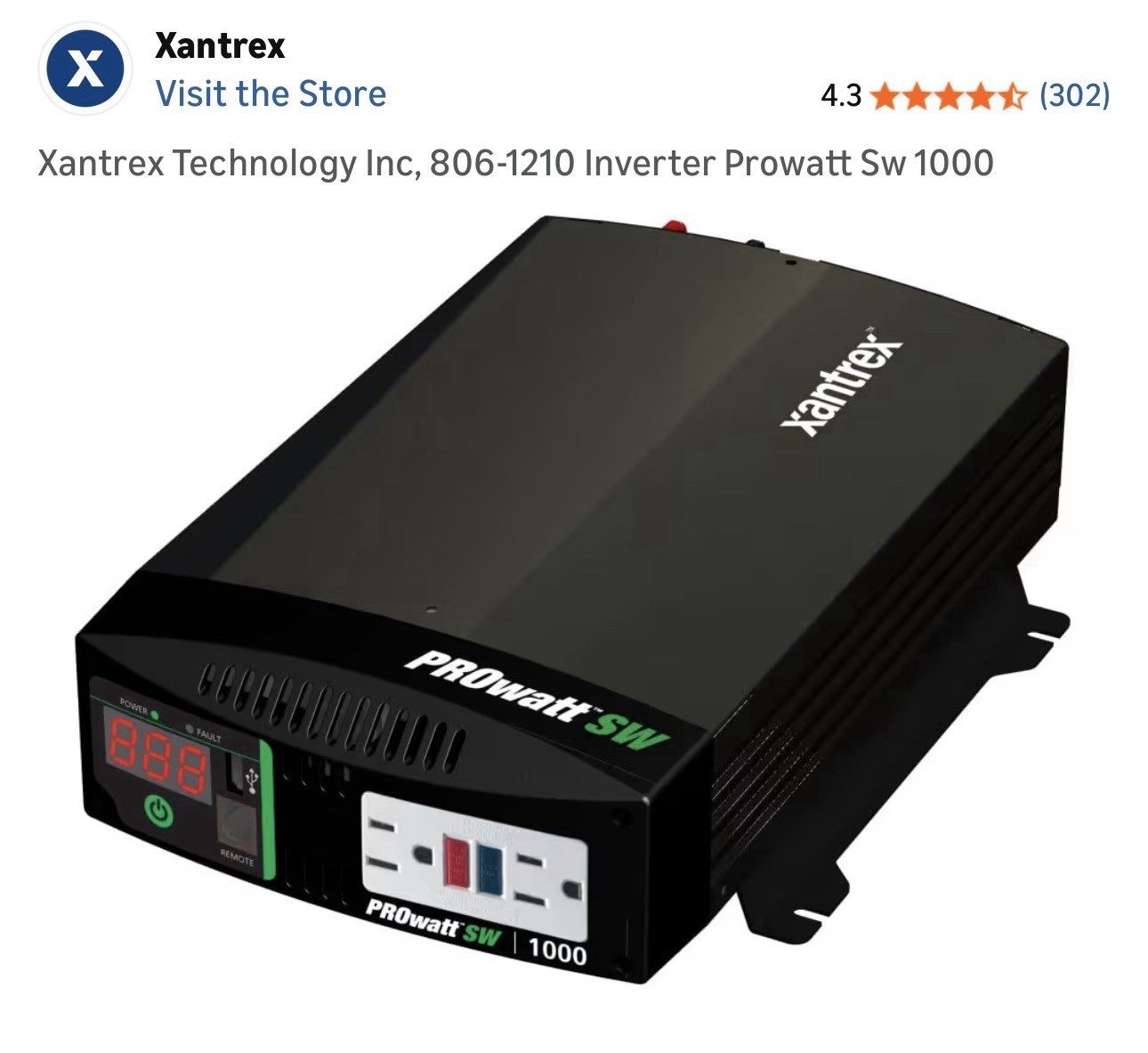 Xantrex Prowatt SW Sine Wave 1000 Power Inverter