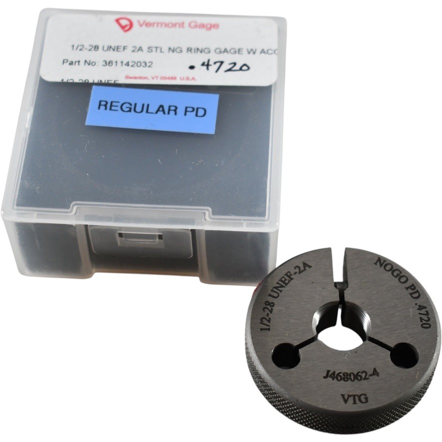 NEW Vermont Gage 361142032 1/2-28 UNEF 2A NOGO Thread Ring Gage 0.4720 PD