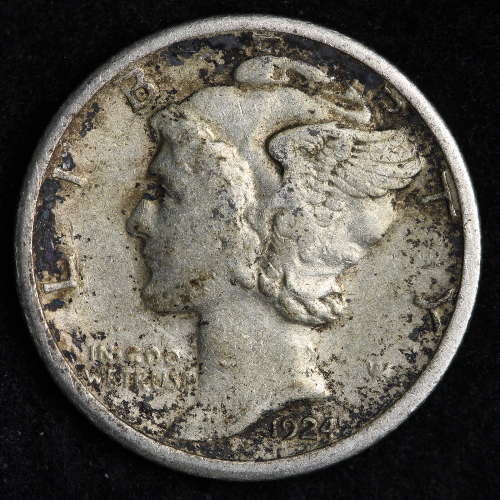 1924-S Mercury Silver Dime CHOICE AU++/UNC Crusty Origianal E252 WKN