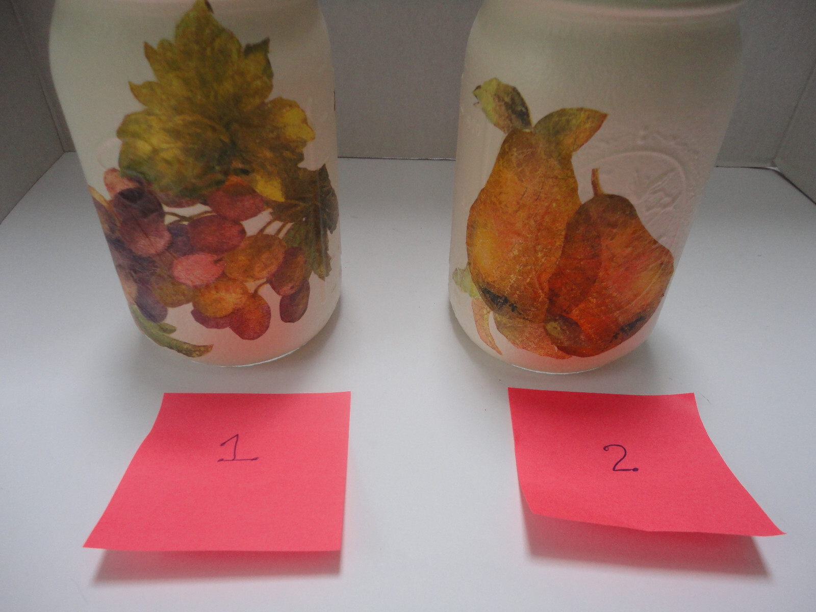 Decoupage Quart Mason Jar--Pears, Grapes( Hand Made)