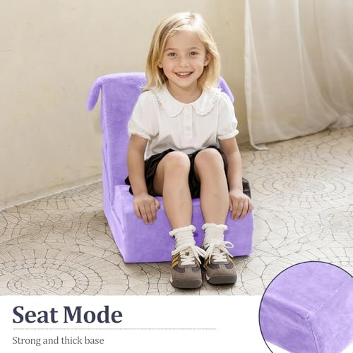 Kids Couch, Children's Sofa Bed, Folds Violet Squared Kids Couch with armrests