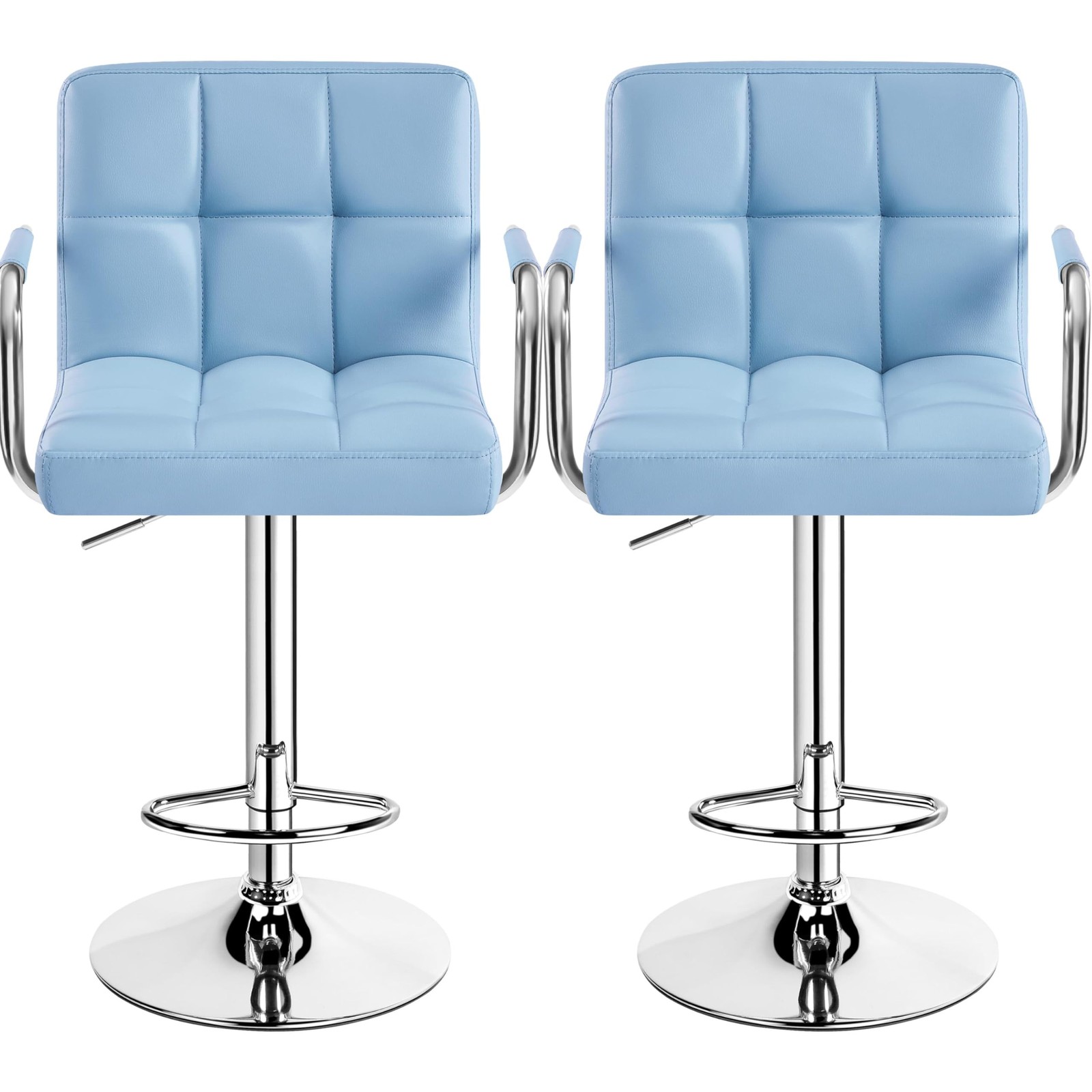 Bar Stools 2Pcs, Swivel Adjustable PU Leather Barstools, Kitchen Counter Chairs