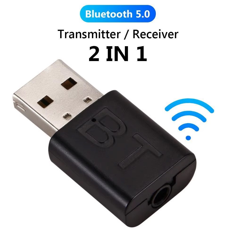 Bluetooth 5.0 USB Adapter Transmitter Receiver AUX Audio Dongle for PC Car TV