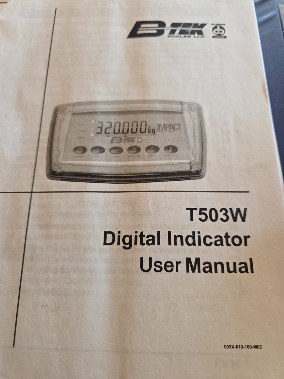 BTEK T503W scale user manual