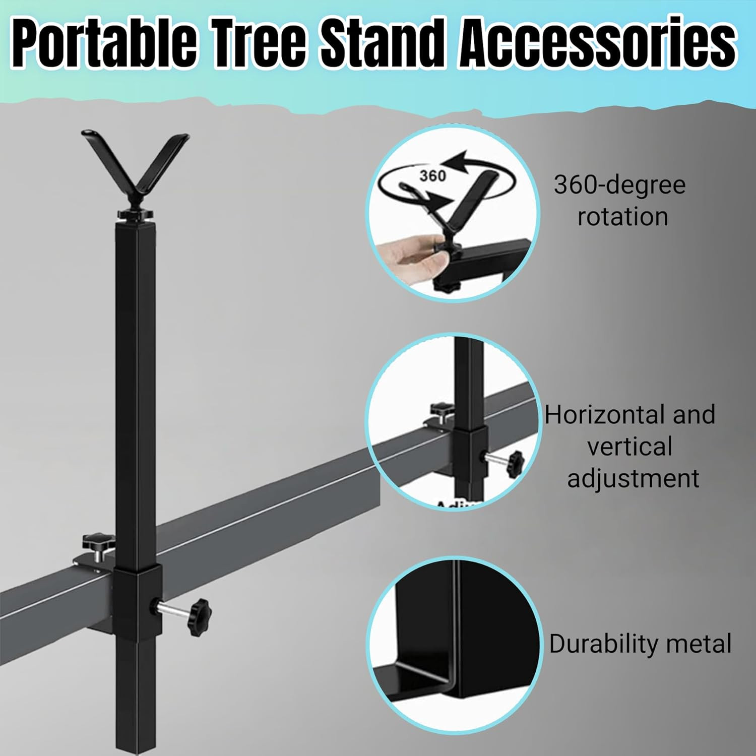 Adjustable Tree Stand Stabilizer with Y-Shaped Support Sticks - Portable Metal B