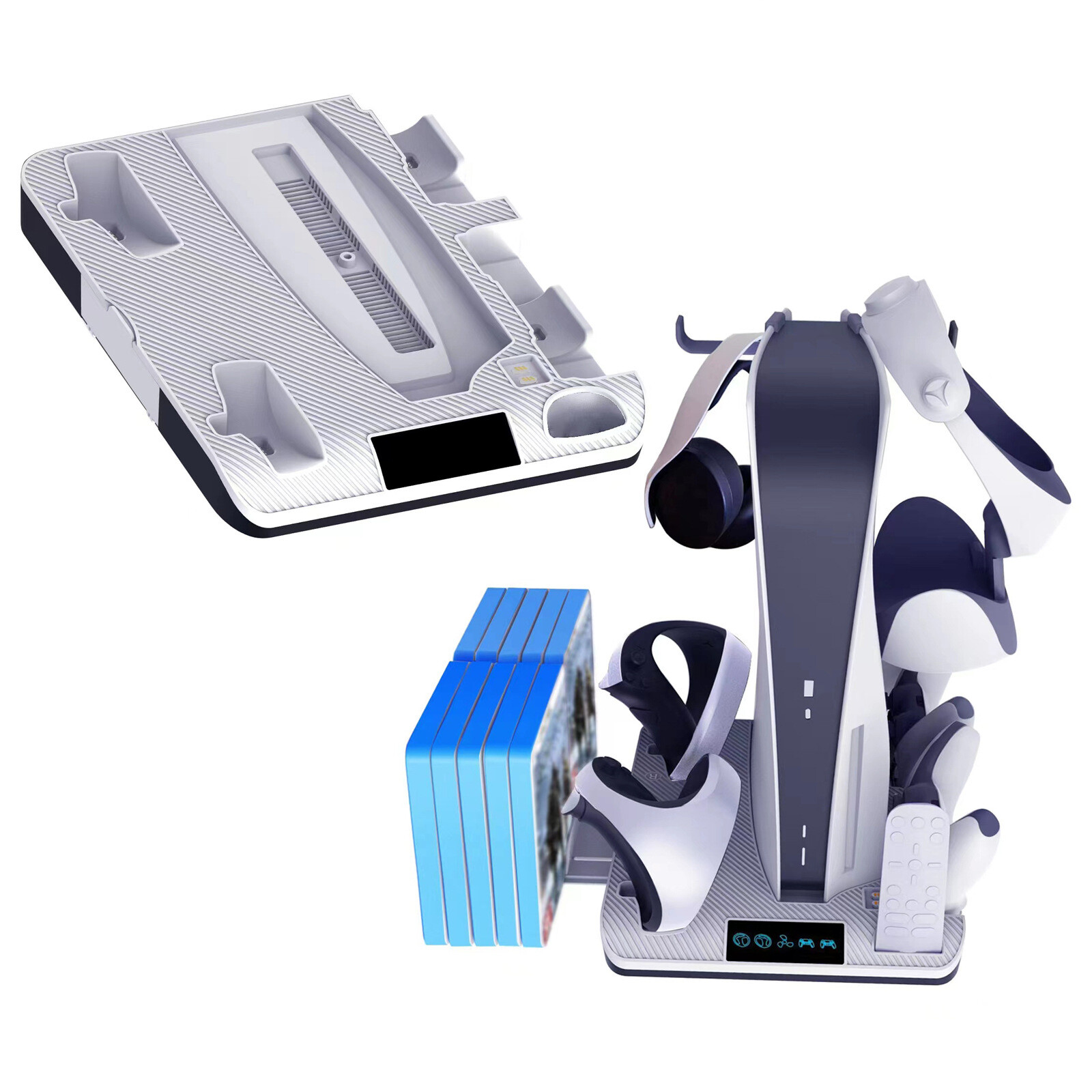 For PS5 PS VR2 Game Console Cooling Charging Dock Stowable Headset Holder Gray