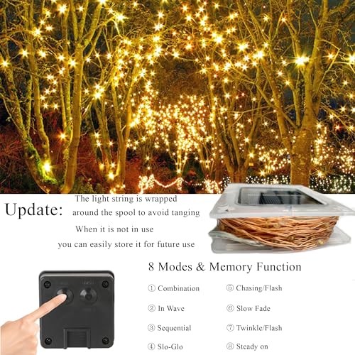 Solar Fairy Lights, 2-Pack Total 80FT 240LED Solar String 2*120LED Warm White