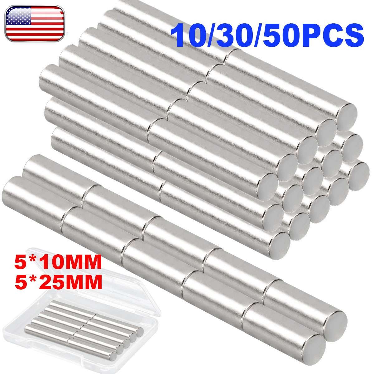 Super Strong N45 Rare Earth Round Cylinder Neodymium Magnets 5 x 10mm 5 x 25mm