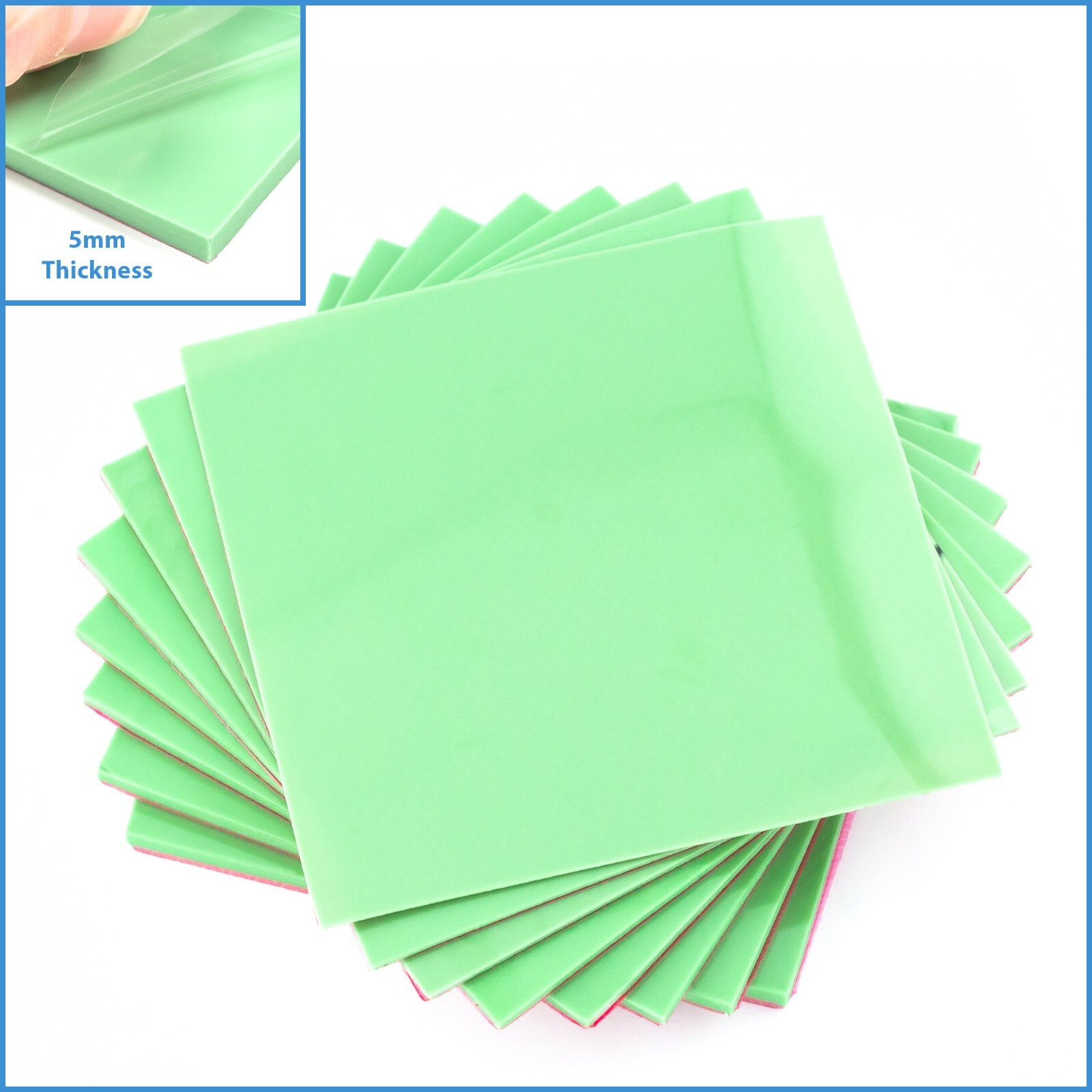 1x Green 100mm x 100x 5mm Silicone Thermal Pad Sheet CPU Memory Board Heatsink