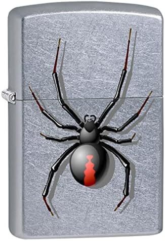 Zippo Lighter- Personalized Message for Black Widow Spider Street Chrome #Z5059