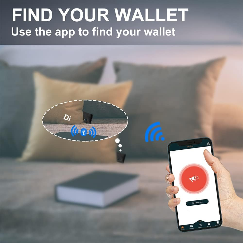 "Ultimate Men's Leather Wallet: Sleek Design with Bluetooth Tracker, GPS Locator