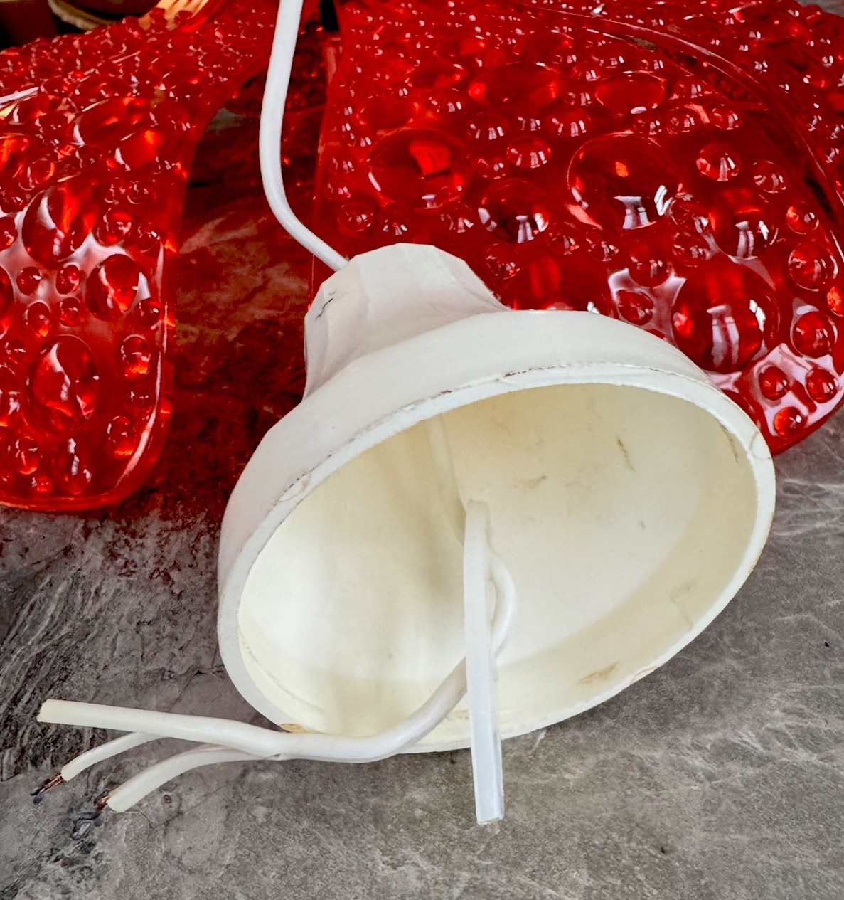 Vintage USSR Mid-Century Pendant Ruby Plastic Lamp Soviet Decor