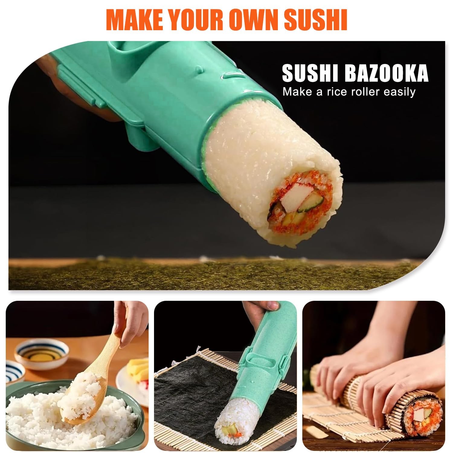 SmileTools Sushi Making Kit & Musubi Maker - for Beginners Medium, Green
