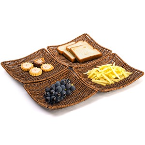 6 Pack Imitation Wicker Bread Baskets, 9 x 9 Inch Square Bread Baskets for