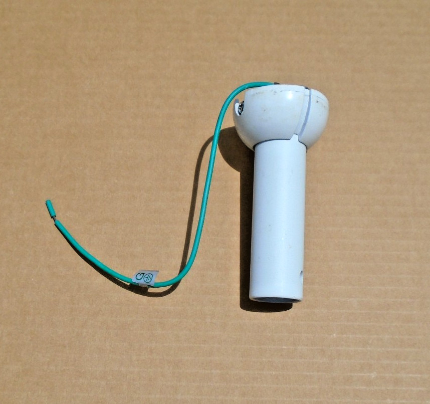 4" Flat White Ceiling Fan Down Rod w/ball mount and ground wire, used