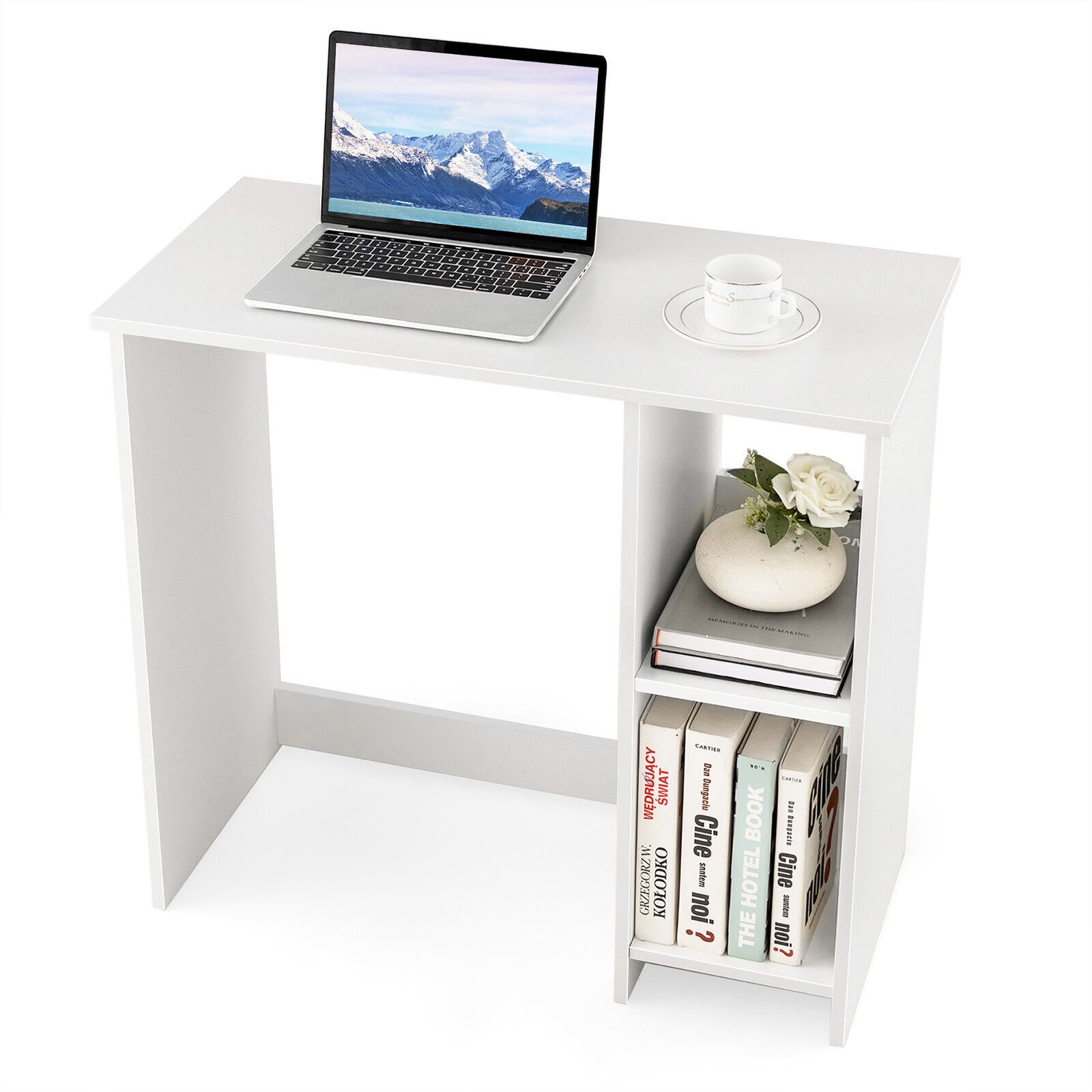 31.5" Small Computer Desk Home Office Study Writing Desk with 2 Compartments
