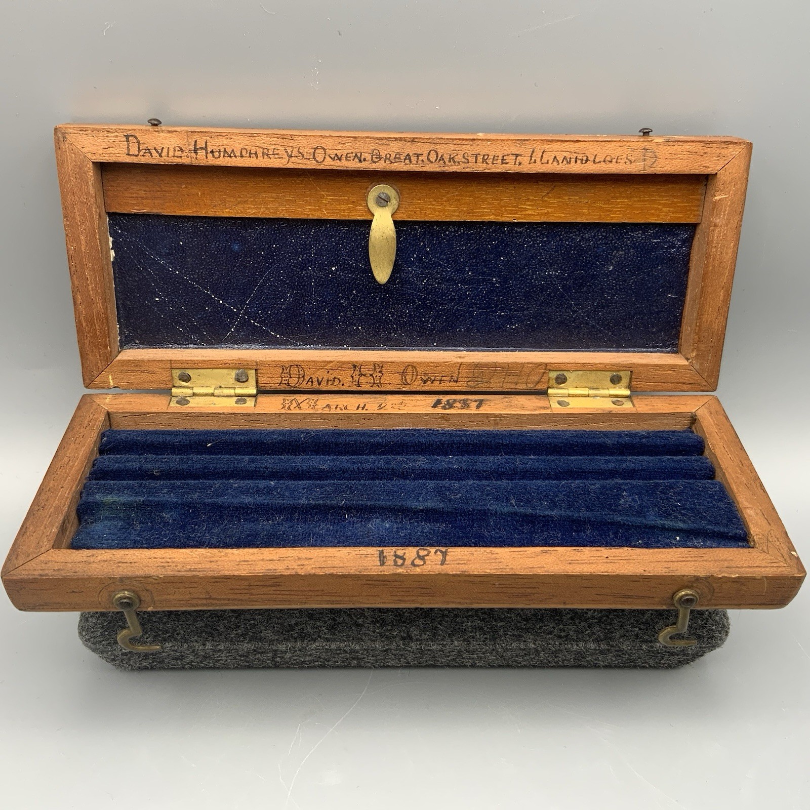 Georgian / Victorian Wooden Draughtsman Technical Drawing CASE (Box ONLY) Lined