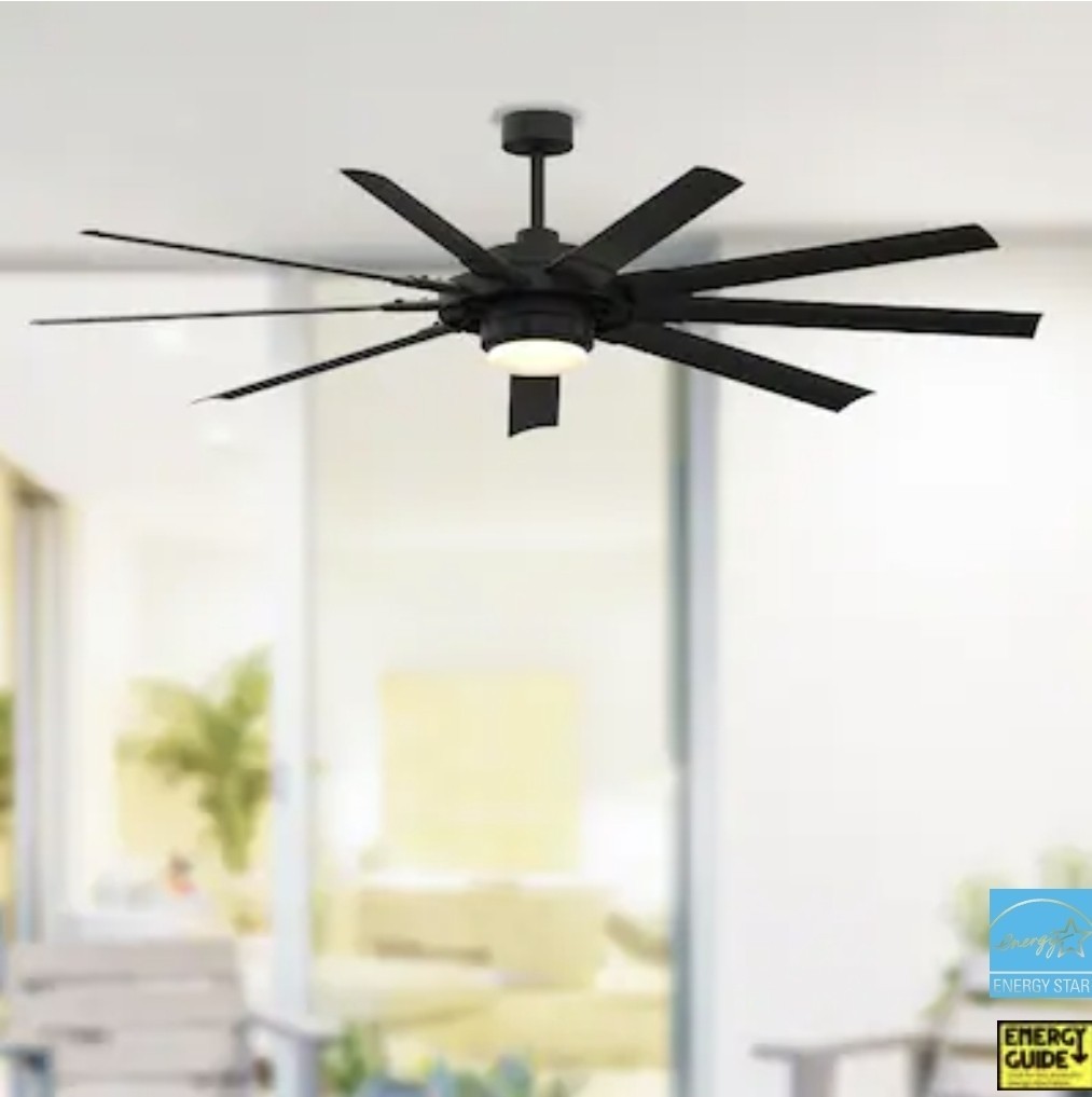Fanimation Slinger v2 72-in Ceiling Fan with LED Light and Remote Control -Black