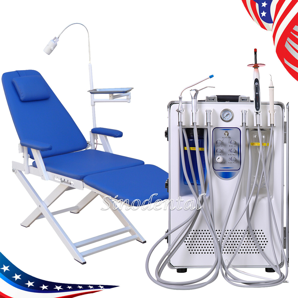 Portable Dental Mobile Delivery Unit Suction Rolling Case Compressor/Unit Chair