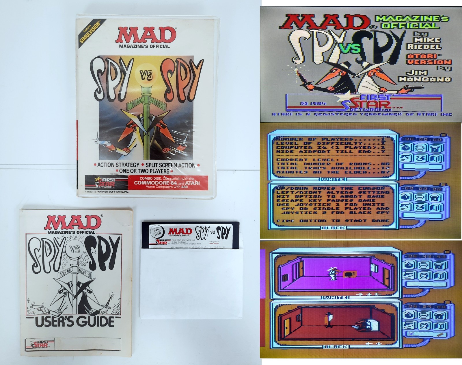 Spy VS Spy Video Game For Atari 8-Bit Computers 800XL/130XE Tested & Working