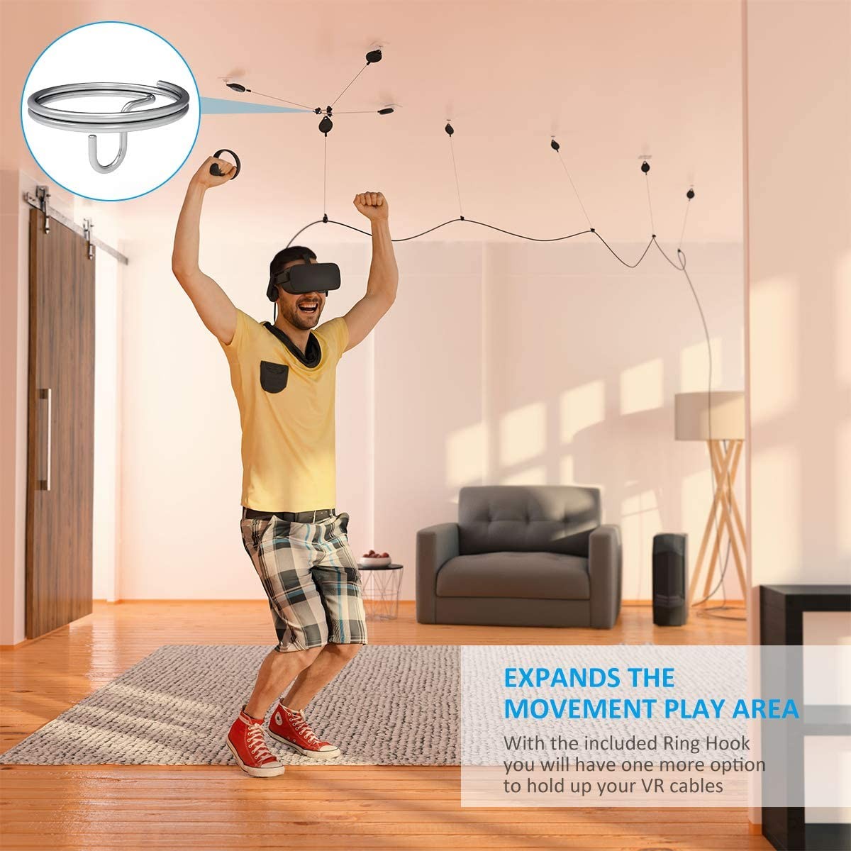 [Pro Version] KIWI design VR Cable Management, 3 Packs VR Pulley System Compa