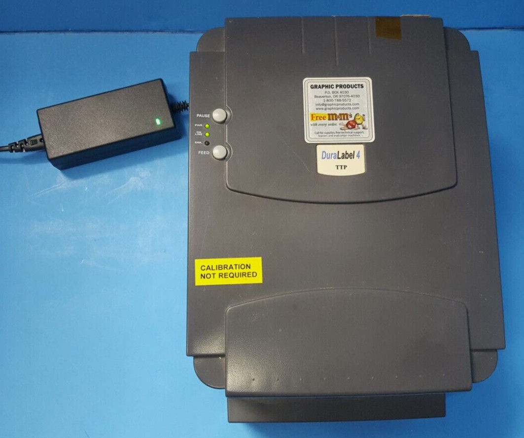 Graphic Products Duralabel 4 TTP Thermal Transfer Printer w/ cable and adapter