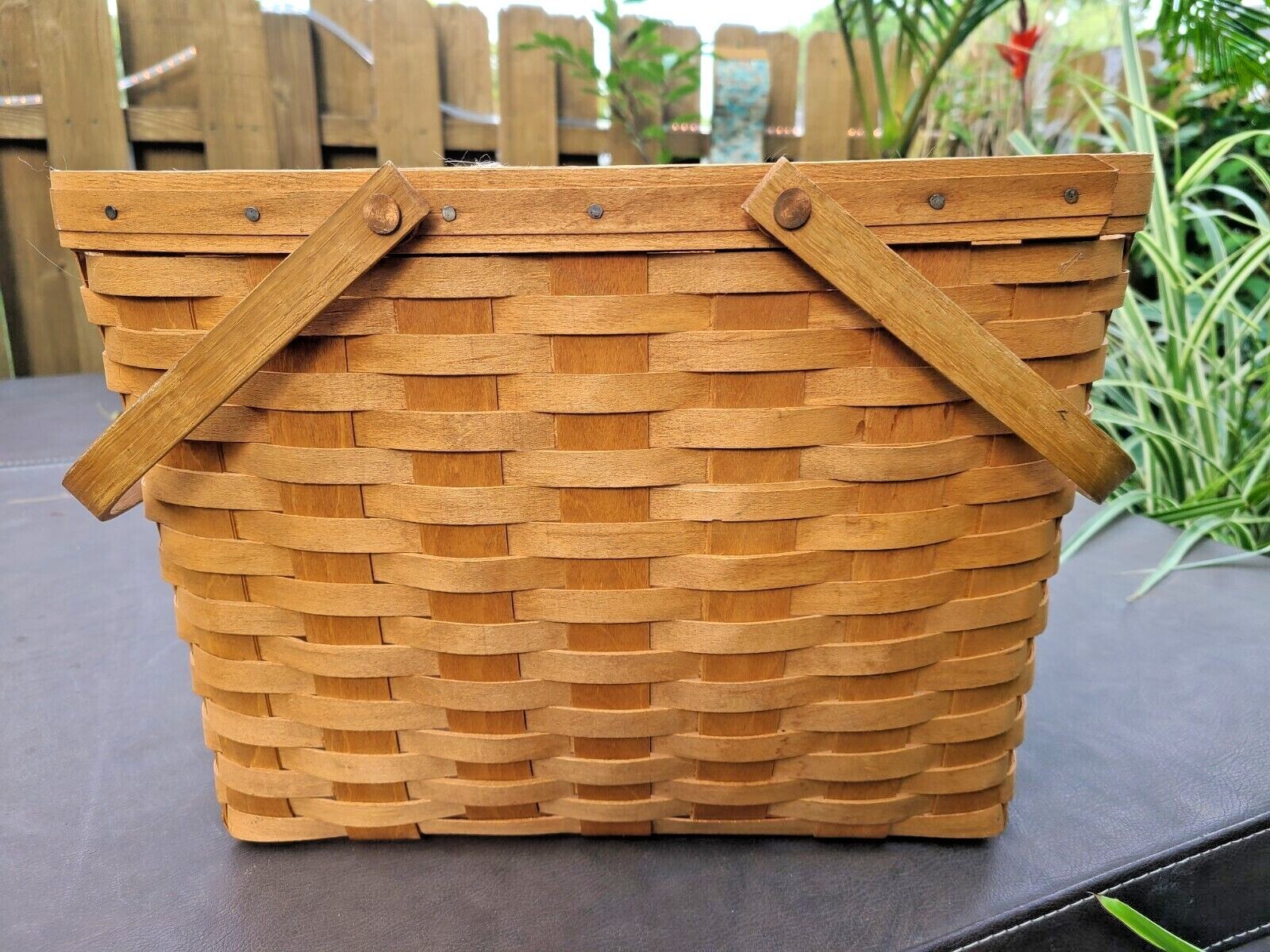Vintage LONGABERGER 15"w x 11"h Rectangular Double Handle Market Magazine Basket