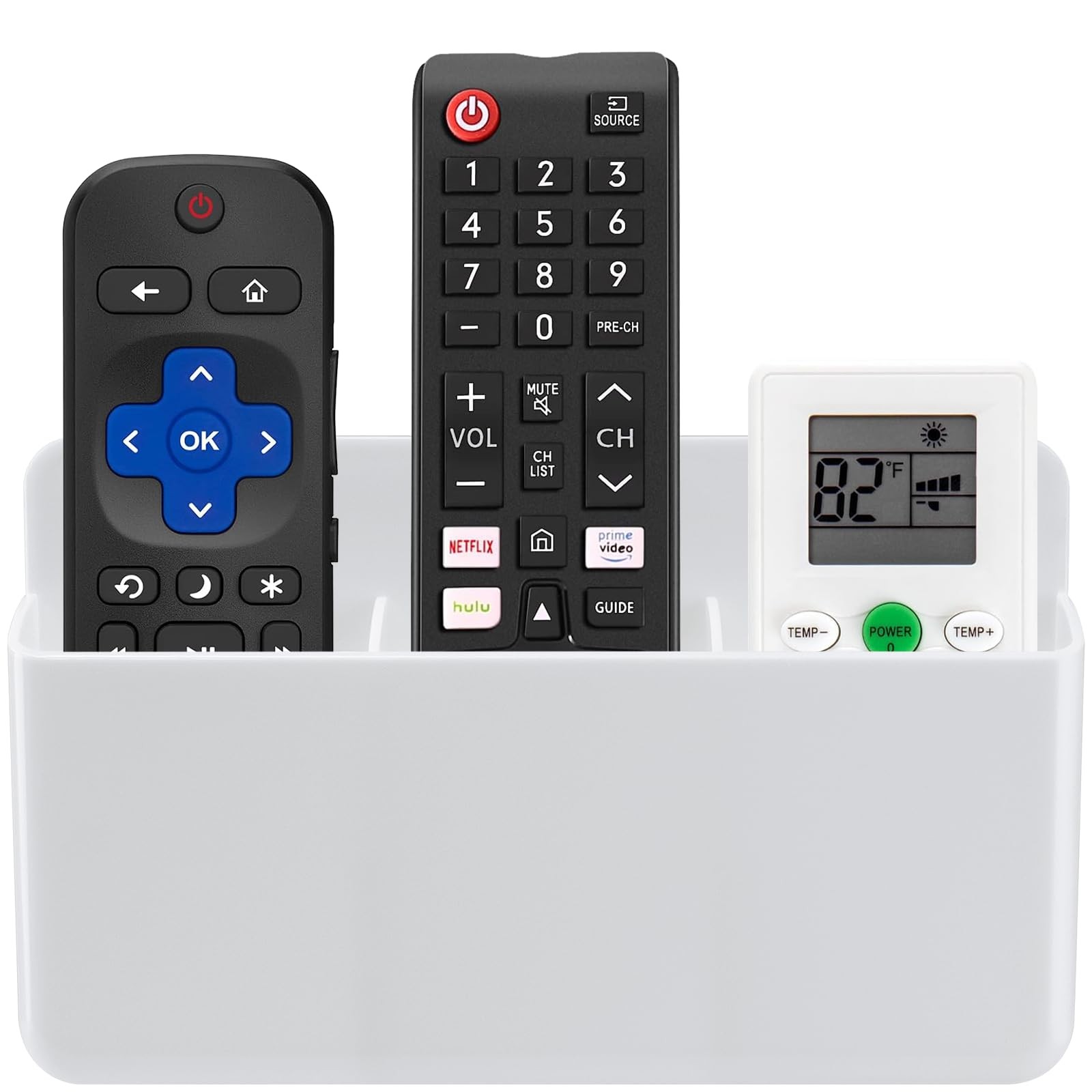 3 Slot Adjustable Remote Control Holder Wall Mount, TV Remote Box Hollow Bott...