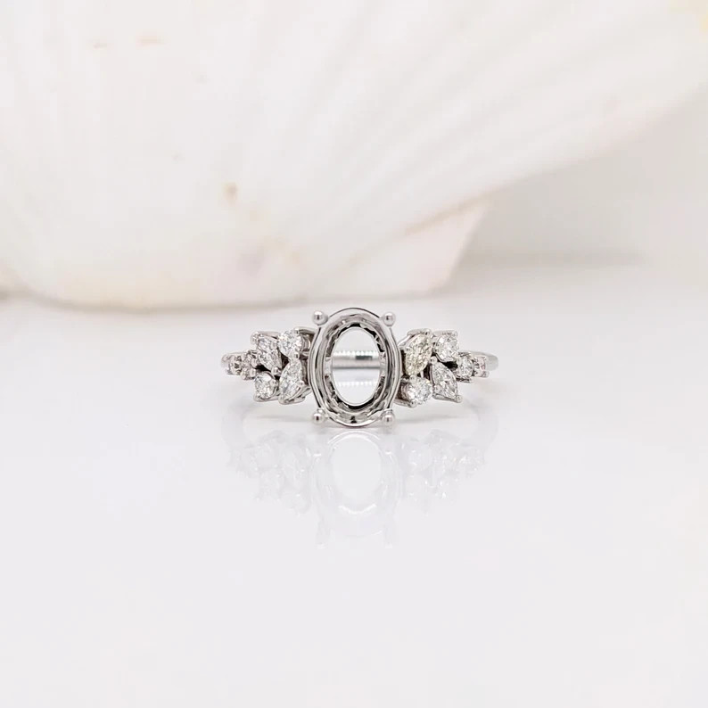 925 Sterling Silver Semi Mount 8x10 MM Oval Shape Anniversary Ring Jewelry