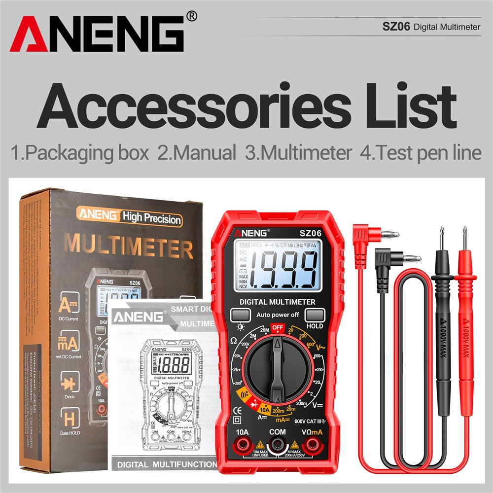 Digital Multimeter Voltmeter SZ06 AC DC Ammeter Ohmmeter Volt Meter Tester Ohm