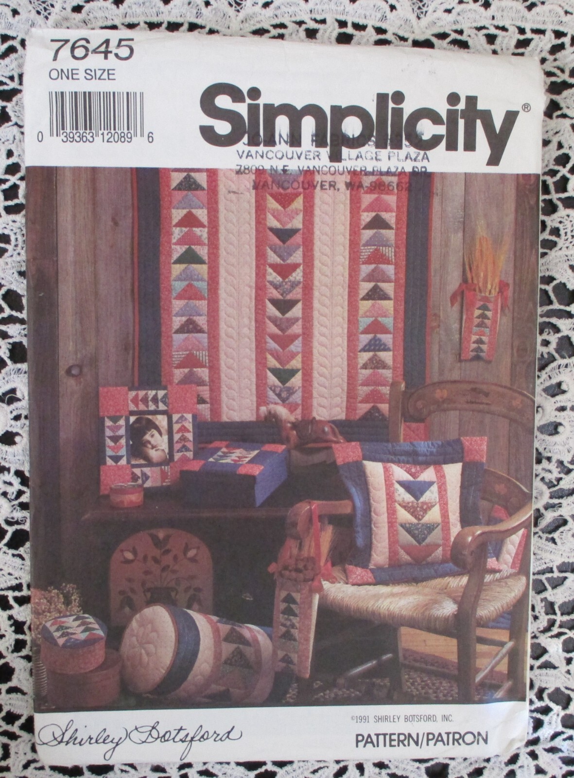 Simplicity 7645 School Of Quilting by Shirley Botsford