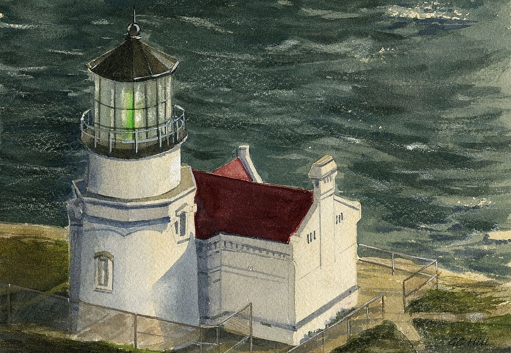 Point Conception Lighthouse, Santa Barbara, CA. Gerald Hill Watercolor Notecards