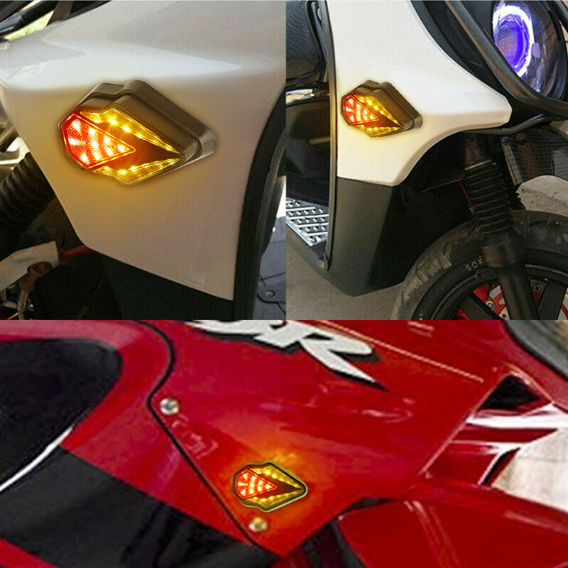 2x Motorcycle Flush Mount Turn Signal Indicator Blinker Red Amber LED Light DRL