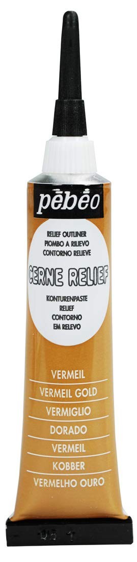 Pebeo Vitrau Outliner 0.7 fl oz (20 ml), 0.68 Fl Oz (Pack of 1), Vermeil Gold