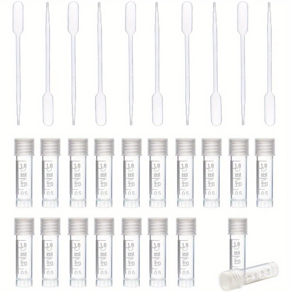 1set 50pack 1ml Plastic Graduated Tube Mini Clear Essential Oils Sample Bottles
