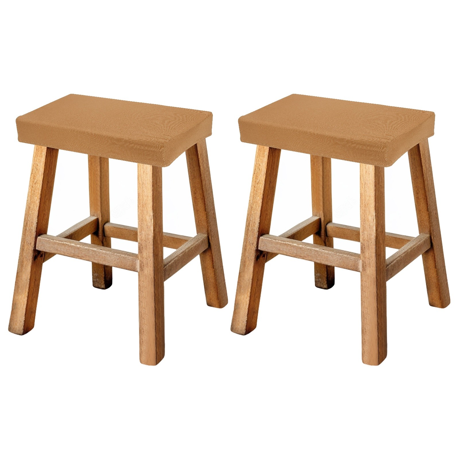 Bar Stool Cover Rectangle, Stretch Barstool Slipcover(Dark Khaki, 2Pcs)