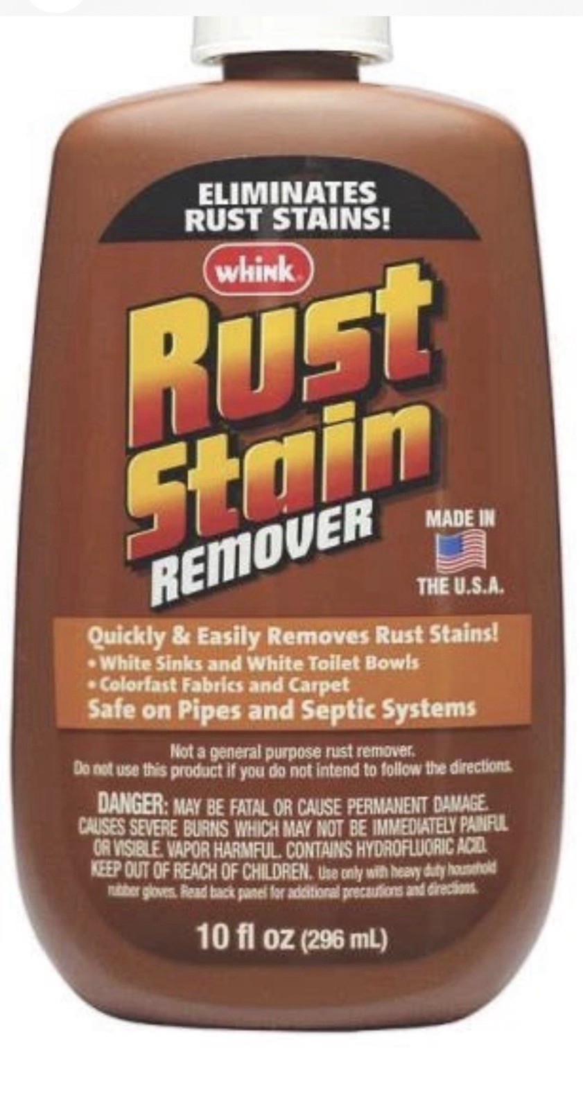 NEW WHINK 01281 10OZ LIQUID RUST AND STAIN REMOVER CLEANER USA MADE SALE 1484062