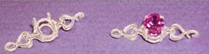 10x8mm Oval & Heart Sterling Silver Bracelet Link Setting