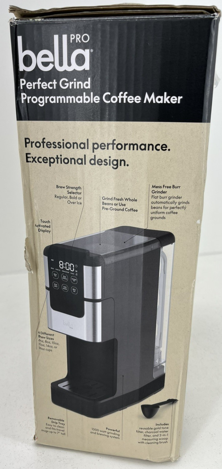 bella PRO Programmable Single-Serve Coffee Maker with Integrated Burr Grinder
