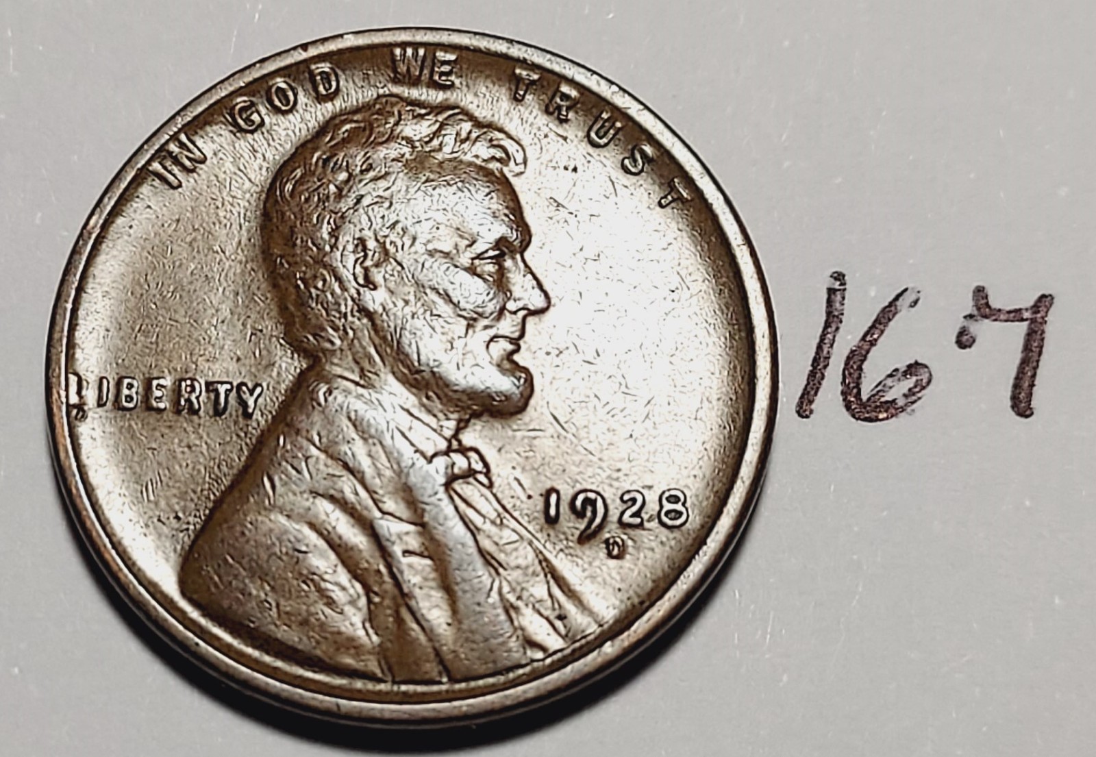 1928-D Lincoln Wheat Cent EXTREMELY FINE #167