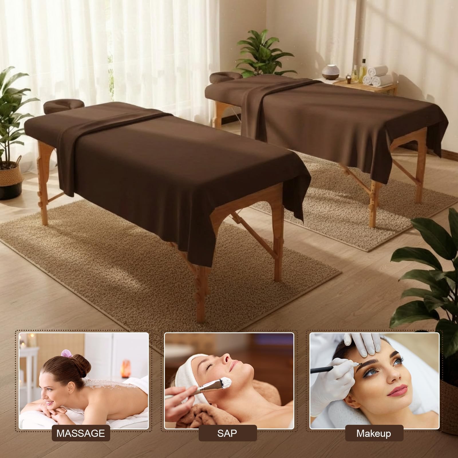 Oudain 4 Sets 3 Piece Soft Microfiber Massage Table Sheets Set Bulk Includes