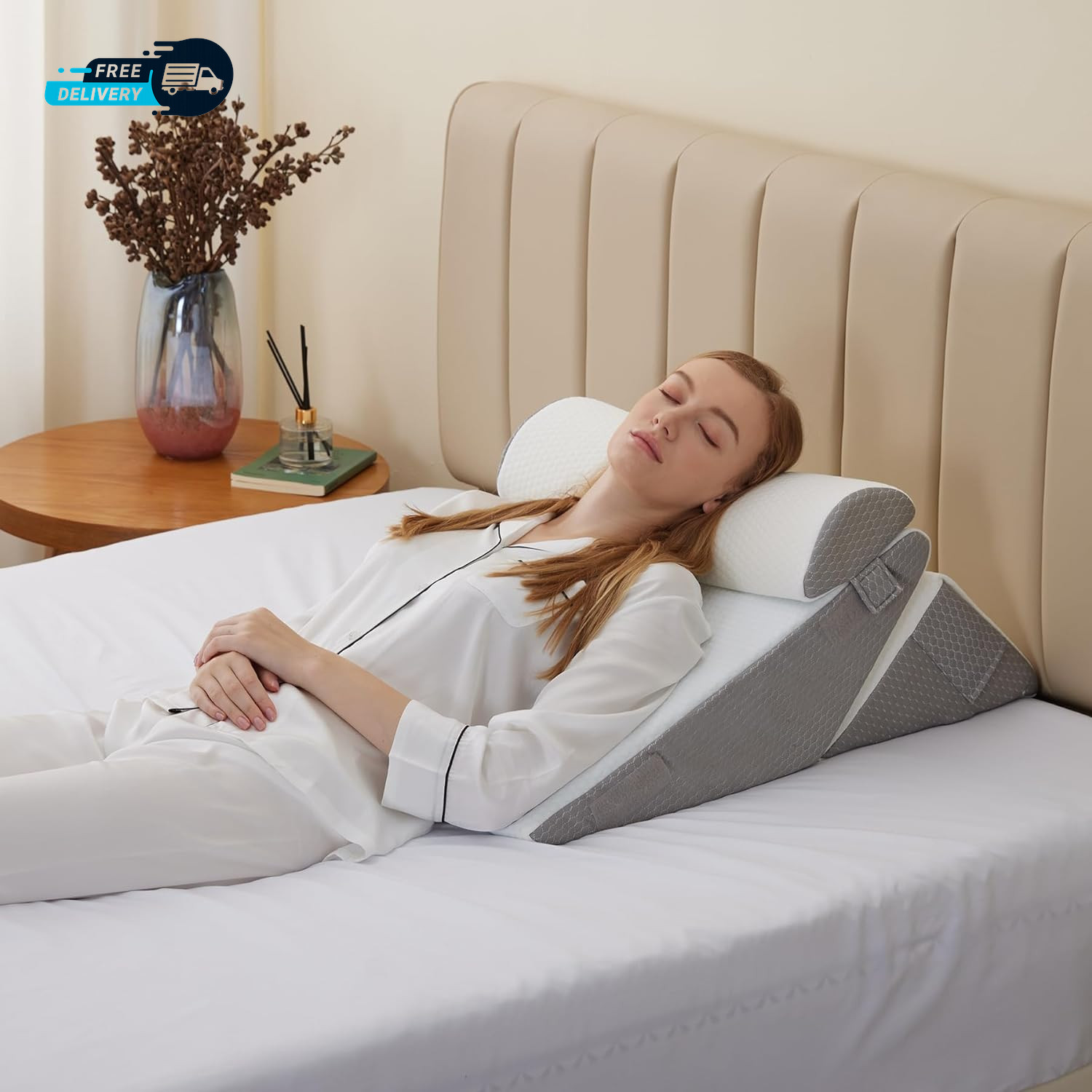 Wedge Pillow Headboard 3PCS Orthopedic Bed Wedge Pillows Set for after Surgery