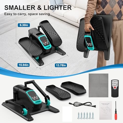Under Desk Elliptical Machine, Mini Motorized Ellipse Leg Exerciser While Blue