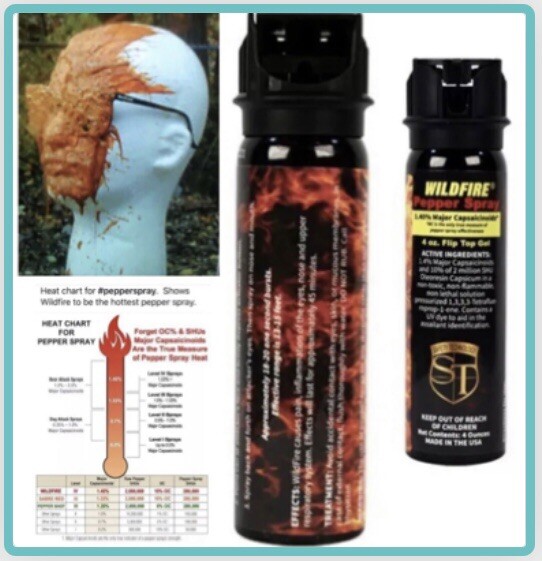 Hottest Wildfire STICKY PEPPER GEL Self Defense 4oz Spray 10% OC  1.4% MC UV Dye