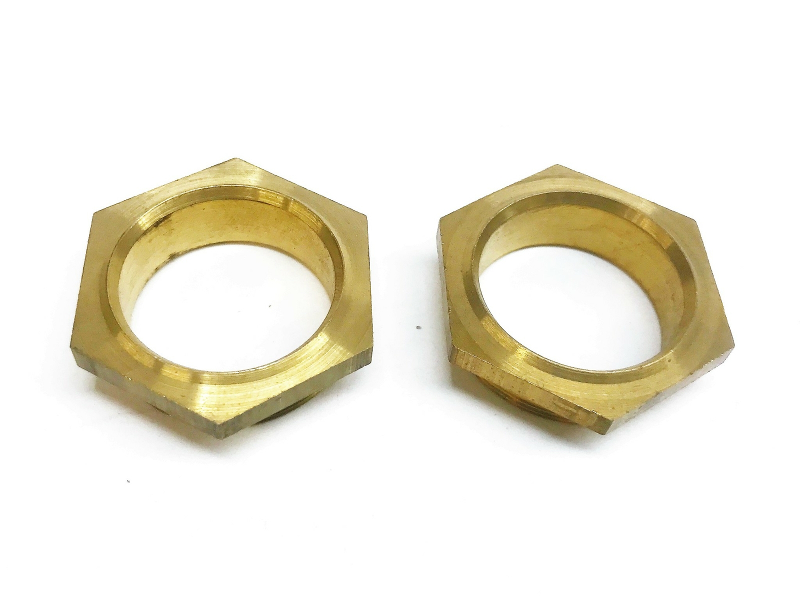 Unbranded Brass Male Hex Flange Nut [Lot of 2] NOS