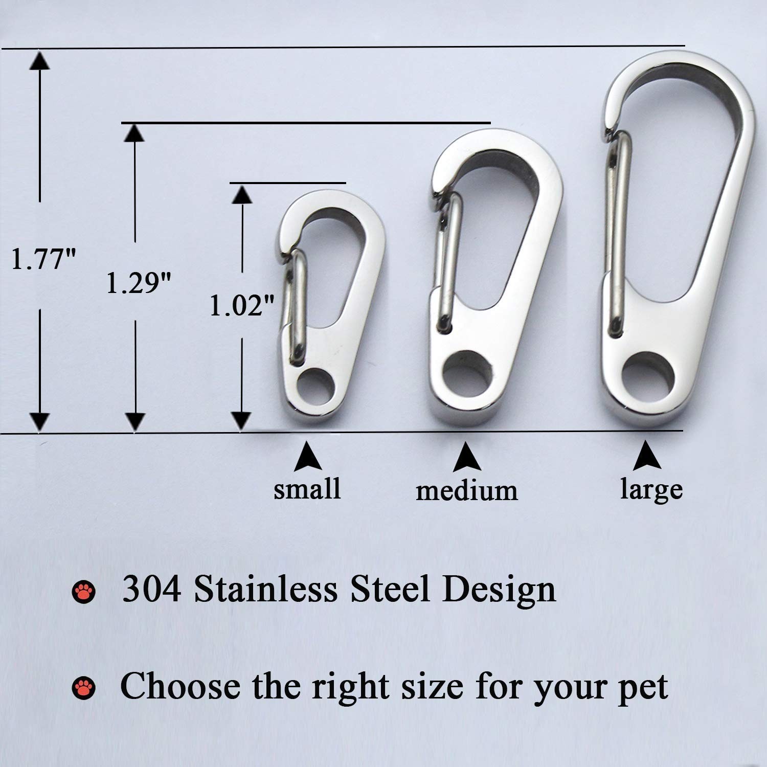 IVIA Dog Tag Clips / 2 Pack/Multiple Size 304 Stainless Steel Quick Clip with...