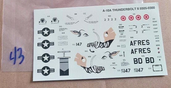A-10 Thunderbolt  Kit # 5505 1/48 scale  Decals only Package # 43 "READ DESC"