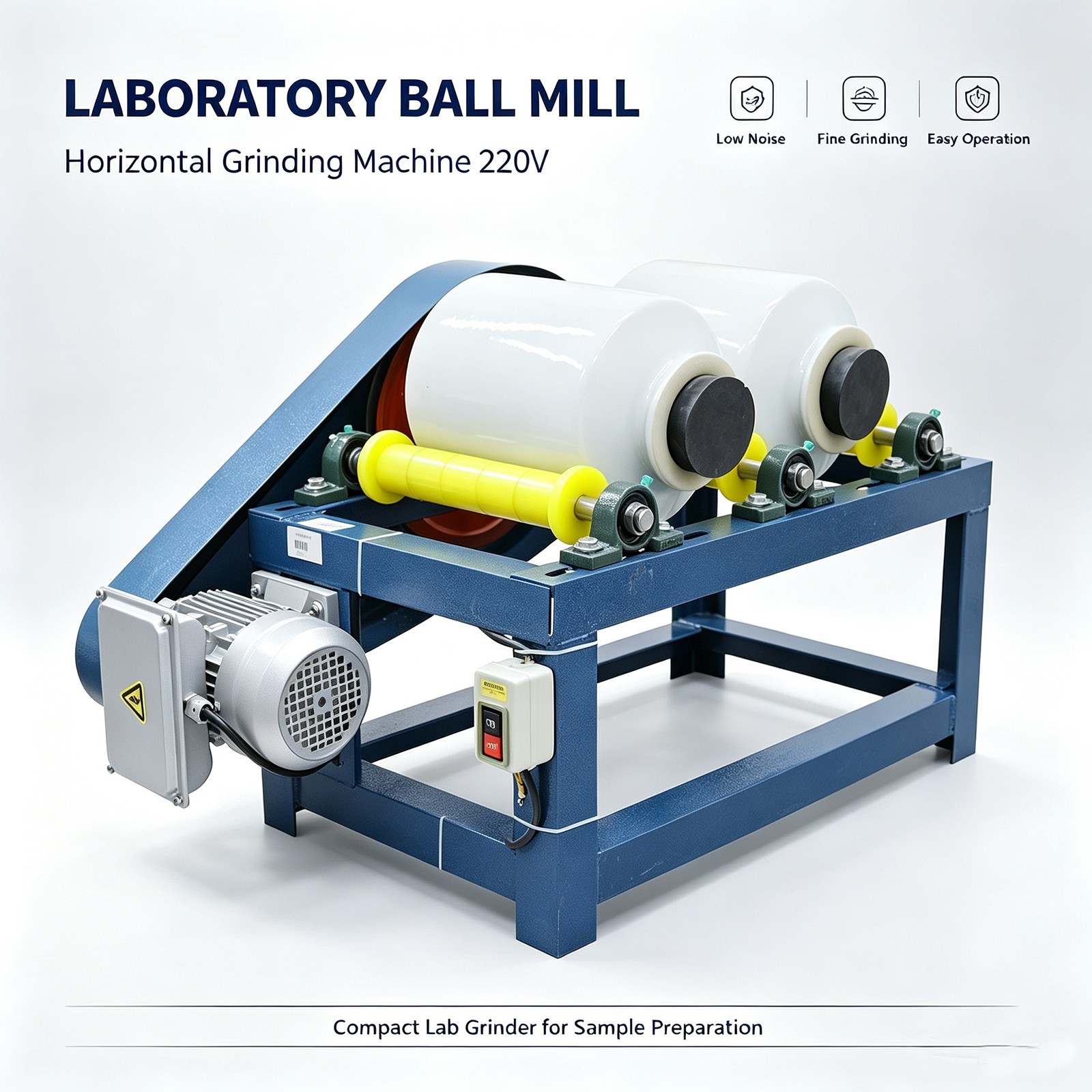 Lab Horizontal Ball Mill 5L*2 Ceramic Jar Glaze Dry / Wet Grinding Machine 220V