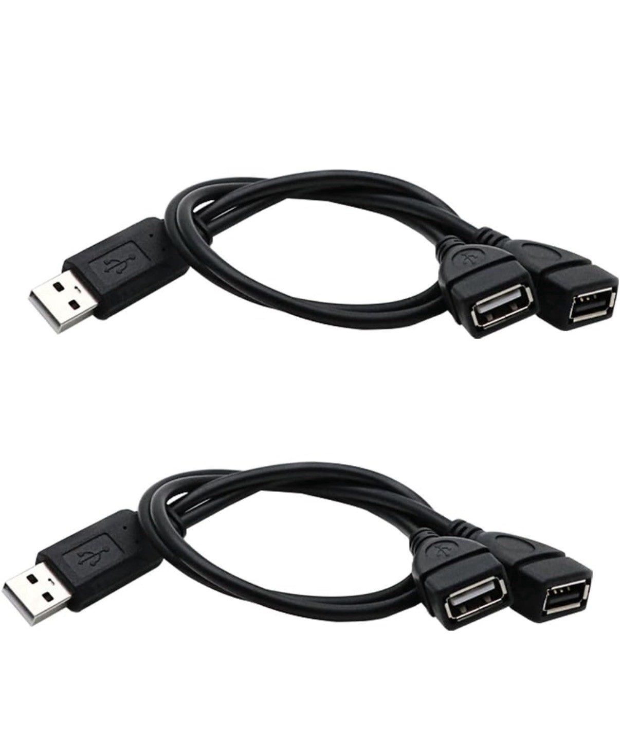 USB 2.0 A Male To 2 Dual USB Female Jack Y Splitter Hub Power Adapter Cable Lot
