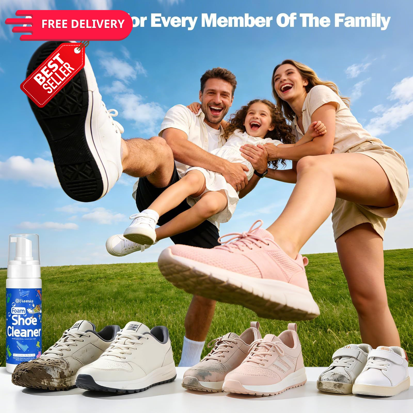 Viomis Shoe Cleaner, 6.76oz Professional Foam Sneaker Cleaning 6.76oz, Clear